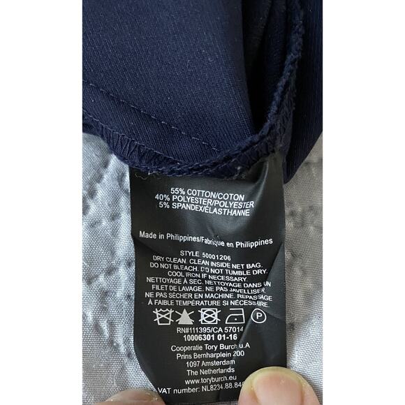 Tory Burch Sz 6 Skinny Callie Navy Blue Pockets Front Seam Ankle Crop Pants - Picture 7 of 10